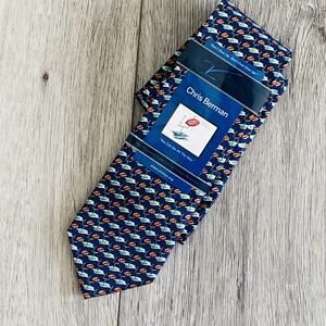 Chris Berman V Foundation Tie Mens Football Goalpost 100% silk print NWT Dad